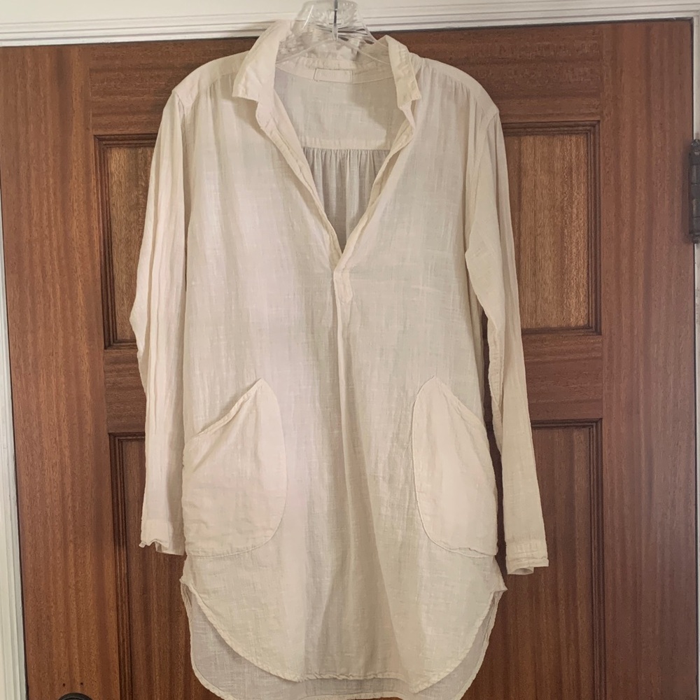 Cream Long Sleeve Tunic Top